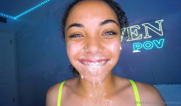 Zerella Skies Slim fucks a huge cock & gets facial
